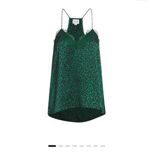 Women's Racer Charmeuse Leopard Camisole - Emerald Leopard